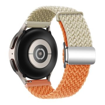 Huawei Watch GT 3 42mm / GT 3 Pro 43mm Universal 20mm Woven Strap Magnetic Silver Buckle klockarmband - Stjärnljus + Orange