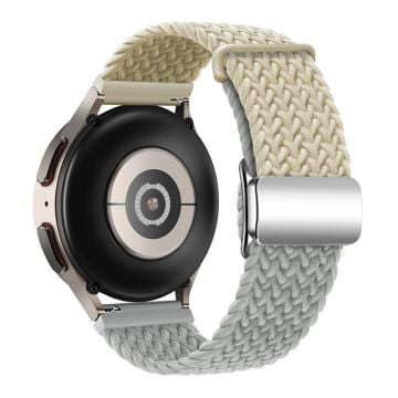 Huawei Watch GT 3 42mm / GT 3 Pro 43mm Universal 20mm Woven Strap Magnetic Silver Buckle klockarmband - Stjärnljus + Ljusgrå