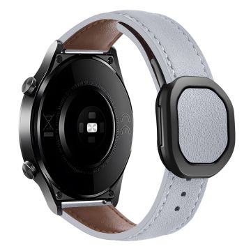 Huawei Watch 4 Pro / 4 / GT 4 46mm Universal 22mm Magnetiskt spänne Klockarmband i äkta ko-läder - Ljusgrå