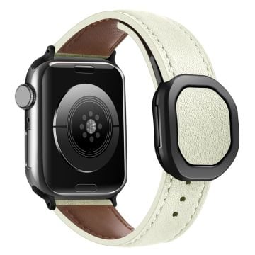 Apple Watch Series 41mm - 40mm - 38mm armband i äkta koskinn med magnetiskt spänne - Beige