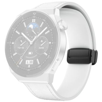 Huawei Watch GT 3 42mm / GT 3 Pro 43mm Klockarmband 20mm läderbelagt silikonarmband med magnetiskt spänne - Vit