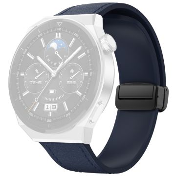 Huawei Watch 4 / 4 Pro / GT 4 46mm klockarmband 22mm magnetiskt läderbelagt silikonarmband - Midnattsblå