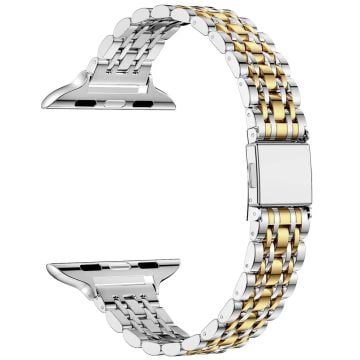 Apple Watch Series 41mm - 40mm - 38mm Klockarmband i rostfritt stål - Silver + Guld