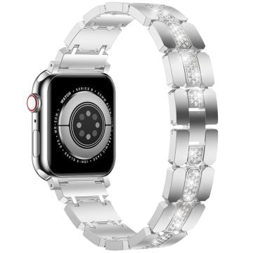 Apple Watch Series 41mm - 40mm - 38mm Snyggt klockarmband med strassdekor i zinklegering - Silver