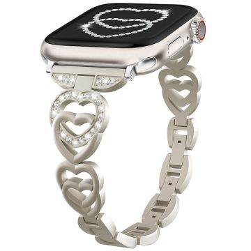 Apple Watch Series 41mm - 40mm - 38mm zinklegeringsband Love Heart Design klockarmband - Stjärnljus