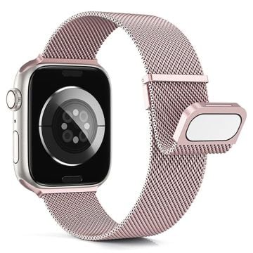 KALEBOL Apple Watch Series 41mm - 40mm - 38mm Milanese Mesh Armband Magnetiskt klockarmband - Rosa Ros