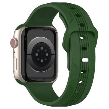 KALEBOL Apple Watch Series 41mm - 40mm - 38mm Silikonarmband Vertikal Strip Texture - Militärgrön