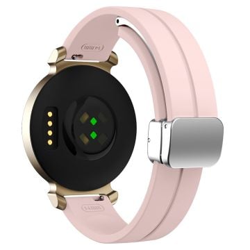 KALEBOL Garmin Lily 2 Klockarmband Magnetiskt spänne Silikonarmband - Rosa + Silverspänne