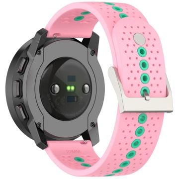 Huawei Watch 4 / 4 Pro / GT 4 46 mm klockarmband med färghål 22 mm universellt silikonarmband - Rosa + Blågrön