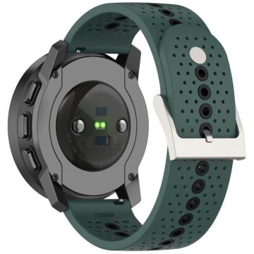 Huawei Watch 4 / 4 Pro / GT 4 46 mm klockarmband med färghål 22 mm universellt silikonarmband - Olivgrön + Svart