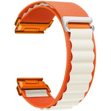 Garmin Fenix 7X Pro / 7X Watch Band 26mm Quick Release C Buckle Nylon Watch Strap - Orange+Starlight