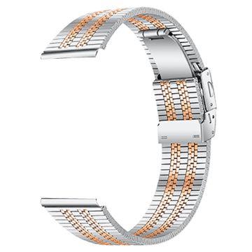 Fossil Gen 5 Garrett Stainless Steel Watch Band Strap with Folding Clasp Buckle - Silver Rose Gold