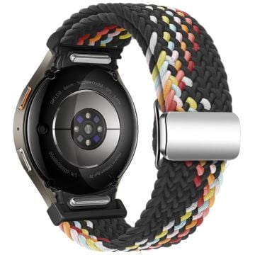 Samsung Galaxy Watch 20mm Braided Watch Band Magnetic Strap - Black Rainbow