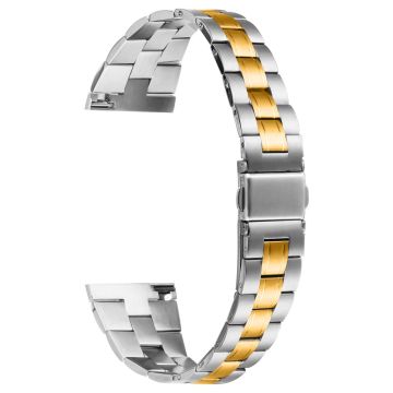 Fossil Gen 5 Garrett Replacement Watch Strap Lines Design Stainless Steel Band - Silver+Gold