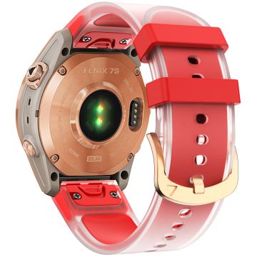 KALEBOL Garmin Fenix Series 5S - 6S - 7S - 20mm Silicone Band Glacier Translucent Watch Strap - Red