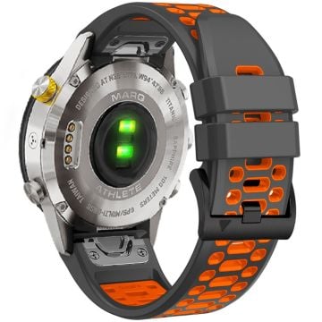 KALEBOL Garmin Fenix Series 5X - 6X - 7X Watch Strap Quickfit 26mm Dual Color Silicone Band - Charcoal Grey+Orange