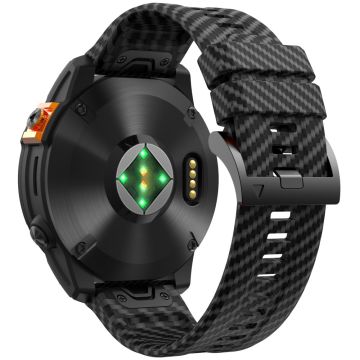 KALEBOL Garmin Fenix Series 5X - 6X - 7X - 26mm Silicone Watch Band Carbon Fiber Texture Strap - Black