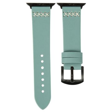 KALEBOL Apple Watch Series 41mm - 40mm - 38mm Cross-Stitch Leather Watch Strap - Green