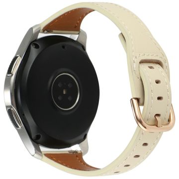 Samsung Galaxy Watch7 44mm Genuine Cow Leather 20mm Watch Strap - Beige+Rose Gold Buckle