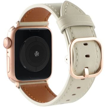 Genuine Cow Leather Strap for Apple Watch Series 41mm - 40mm - 38mm Band - Beige