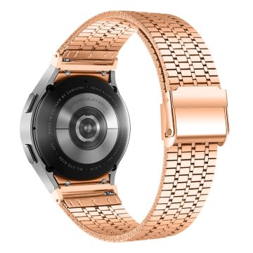 Samsung Galaxy Watch7 44mm 40mm Watch Band 7-Beads Stainless Steel Wrist Strap - Rose Gold