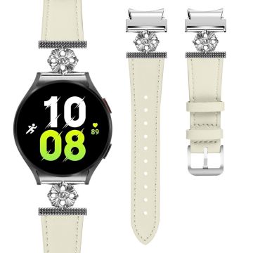 Samsung Galaxy Watch7 Genuine Cow Leather Strap with Quick Release Connector - White