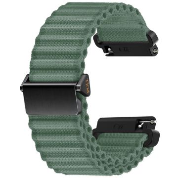 Huawei Watch GT 4 41mm / Garmin Venu 3S Watch Strap 18mm Wave Design Nylon Wrist Band - Army Green