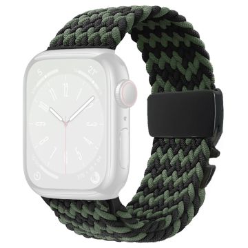 Armband Apple Watch Series 41mm - 40mm - 38mm Vävt klockarmband - W-Formad Svart + Grön