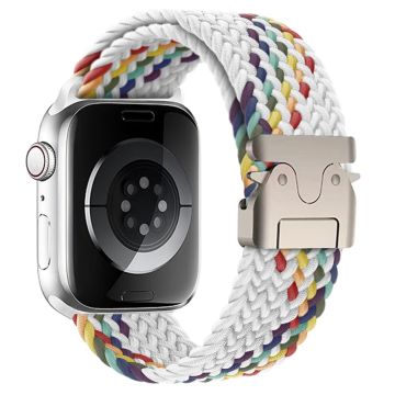 Armband Apple Watch Series 41mm - 40mm - 38mm Vävt klockarmband - Vit Regnbåge