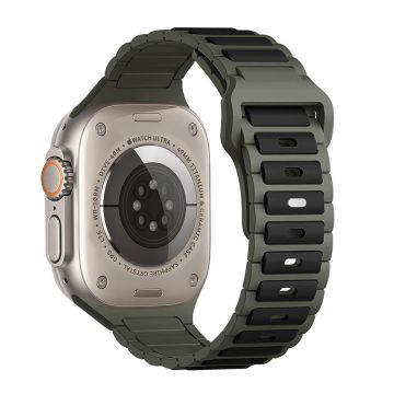 Silikonarmband i två färger Apple Watch Series 41mm - 40mm - 38mm - Svart + Grön