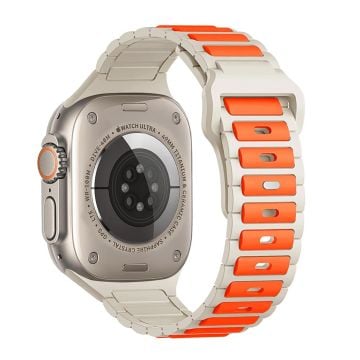 Silikonarmband i två färger Apple Watch Series 41mm - 40mm - 38mm - Orange + Stjärnljus