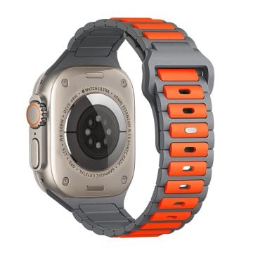 Silikonarmband i två färger Apple Watch Series 41mm - 40mm - 38mm - Orange + Grå