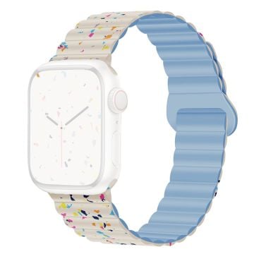 Magnetiskt silikonarmband Apple Watch Series 41mm - 40mm - 38mm - Antik Vit + Blå