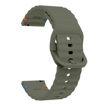 KALEBOL Silikonarmband Huawei Watch GT 3 (42mm) - 20mm klockarmband med vågdesign - Militärgrön