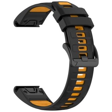 22mm Armband Garmin Fenix 8 47mm / Fenix E 47mm / Quatix 7 Pro Universal Silikon Klockarmband - Svart + Orange