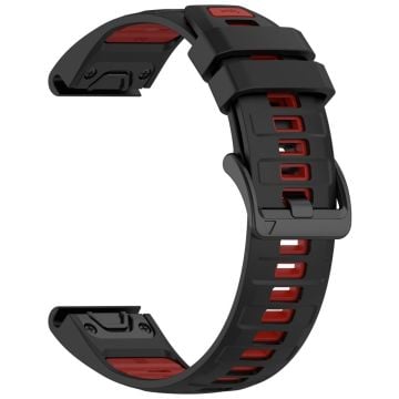 22mm Armband Garmin Fenix 8 47mm / Fenix E 47mm / Quatix 7 Pro Universal Silikon Klockarmband - Svart + Röd