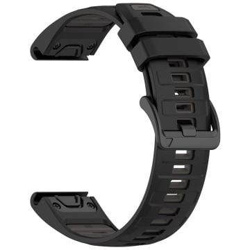 22mm Armband Garmin Fenix 8 47mm / Fenix E 47mm / Quatix 7 Pro Universal Silikon Klockarmband - Svart + Grå