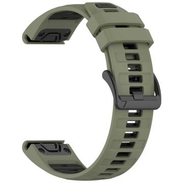 22mm Armband Garmin Fenix 8 47mm / Fenix E 47mm / Quatix 7 Pro Universal Silikon Klockarmband - Militärgrön + Svart