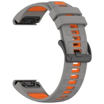 22mm Armband Garmin Fenix 8 47mm / Fenix E 47mm / Quatix 7 Pro Universal Silikon Klockarmband - Rymdgrå + Orange