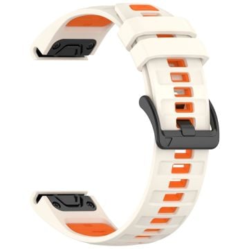 22mm Armband Garmin Fenix 8 47mm / Fenix E 47mm / Quatix 7 Pro Universal Silikon Klockarmband - Stjärnljus + Orange