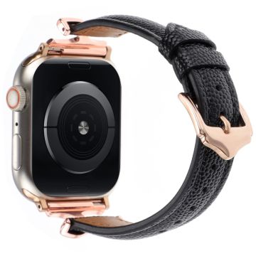 Apple Watch Series 41mm - 40mm - 38mm Klockarmband i äkta läder - Roséguld / Svart