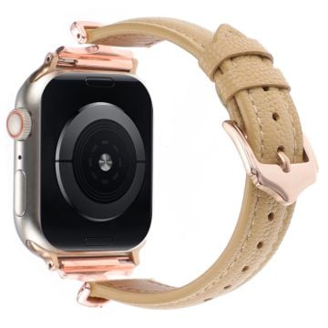 Apple Watch Series 41mm - 40mm - 38mm Klockarmband i äkta läder - Roséguld / Gul