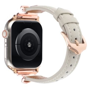 Apple Watch Series 41mm - 40mm - 38mm Klockarmband i äkta läder - Roséguld / Grå