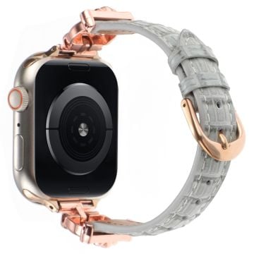 Apple Watch Series 41mm - 40mm - 38mm Klockarmband Bamboo Textured - Roséguld / Grå