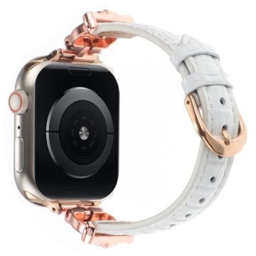 Apple Watch Series 41mm - 40mm - 38mm Klockarmband Bamboo Textured - Roséguld / Vit