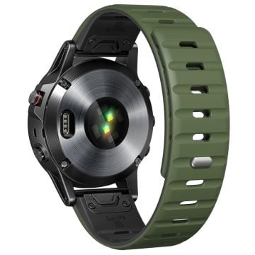 Magnetisk silikonrem Garmin Fenix 8 47mm / Fenix E 47mm / Quatix 7 Pro 22mm snabbkoppling - Militärgrön + Svart