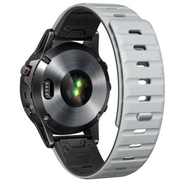 Magnetisk silikonrem Garmin Fenix 8 47mm / Fenix E 47mm / Quatix 7 Pro 22mm snabbkoppling - Ljusgrå + Svart