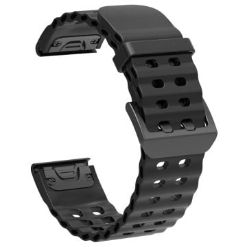 26 mm silikonarmband Garmin Fenix 8 51 mm / Enduro 3 / Enduro 2 Quick Release Ocean klockarmband - Svart