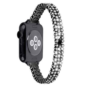 Strassarmband Apple Watch Series 41mm - 40mm - 38mm Zinklegeringsarmband - Svart