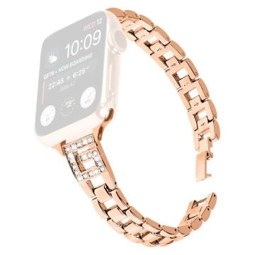 Apple Watch Series 41mm - 40mm - 38mm Klockarmband G-Shape Rhinestone Dekor - Roséguld